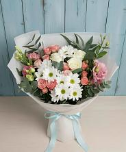 Букет цветов из:  Розы, Лизиантусы и Хризантемы в Камских Полянах