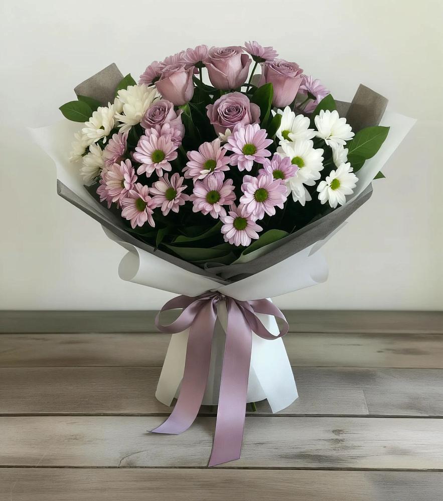 Букет цветов из: Хризантемы и Розы в Камских Полянах