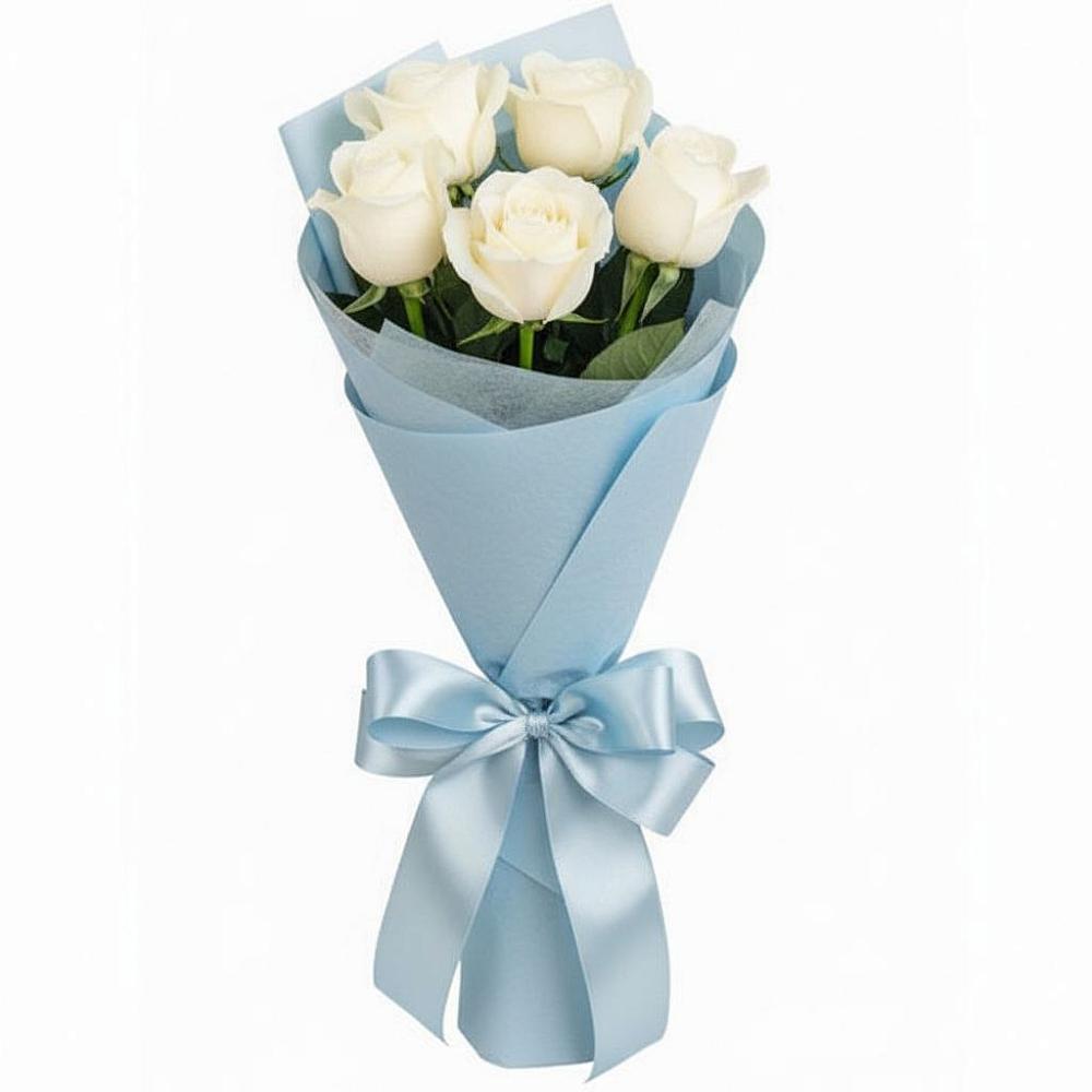 Букет 5 Белых роз Проуд в Камских Полянах
