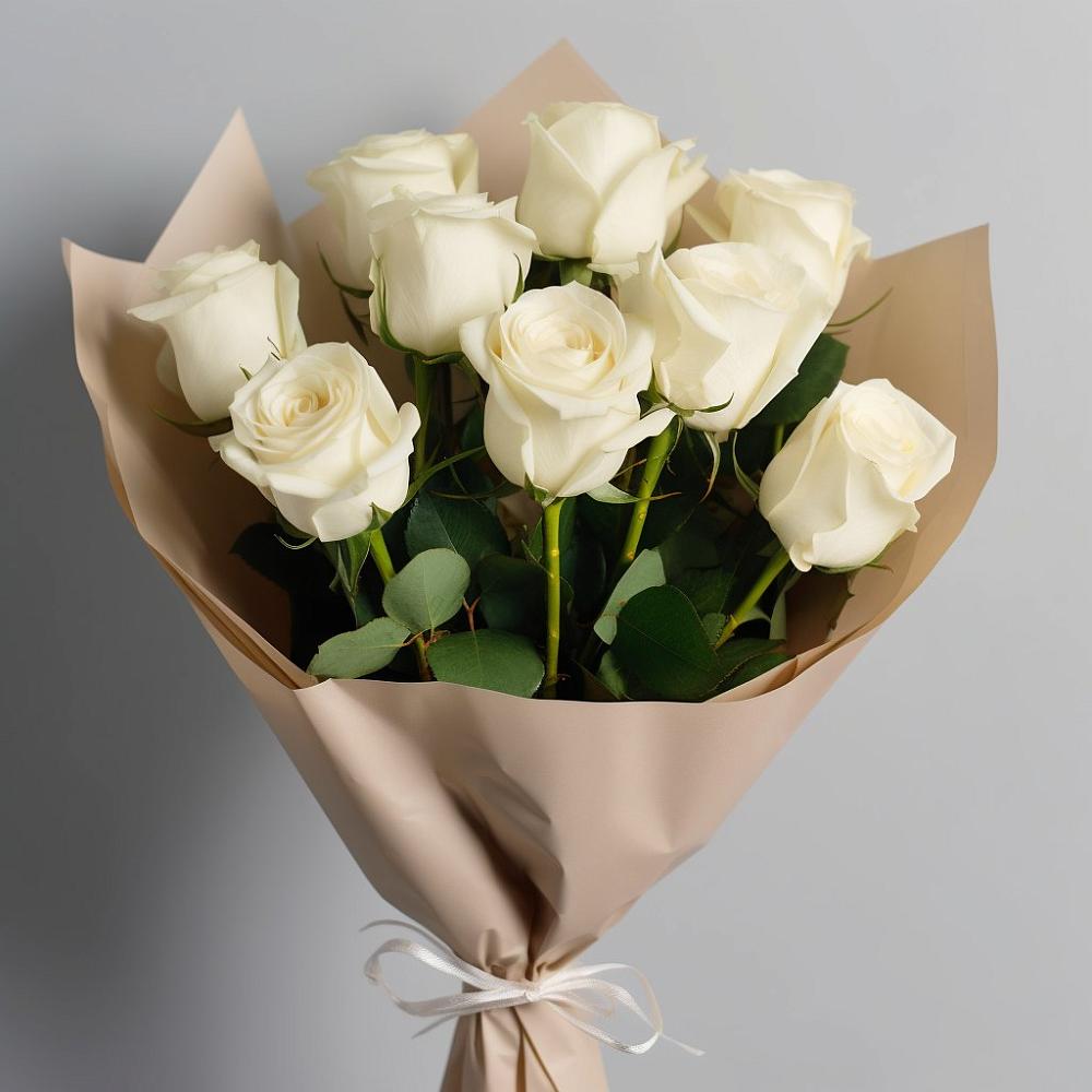 Букет 9 Белых роз Эдлесс Лав в Камских Полянах