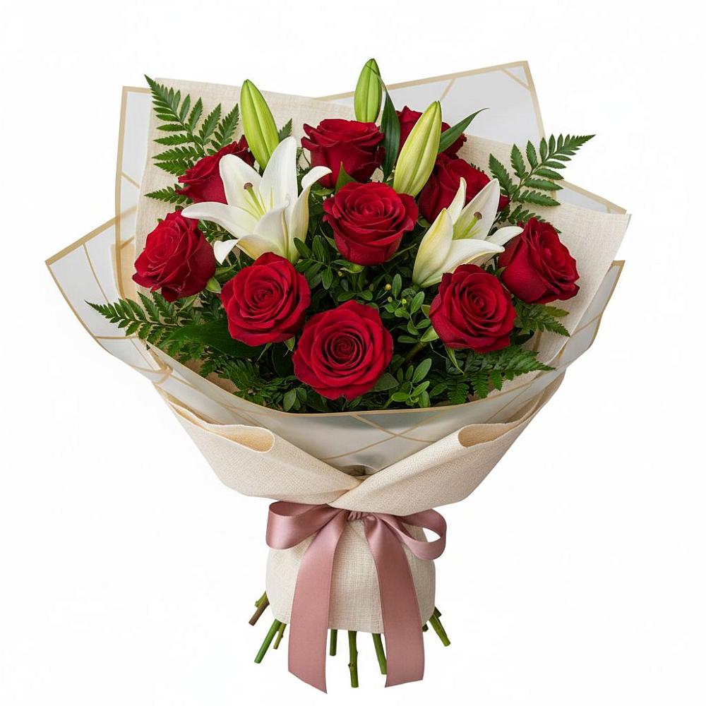 Букет цветов из: Лилии и Розы в Камских Полянах