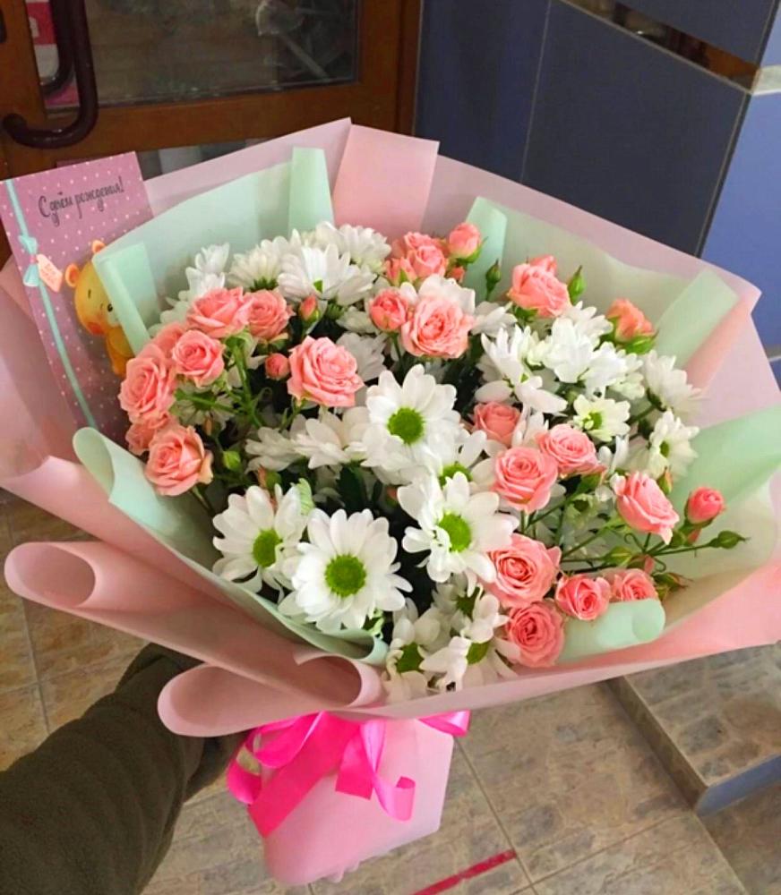 Букет цветов из: Розы и Хризантемы в Камских Полянах