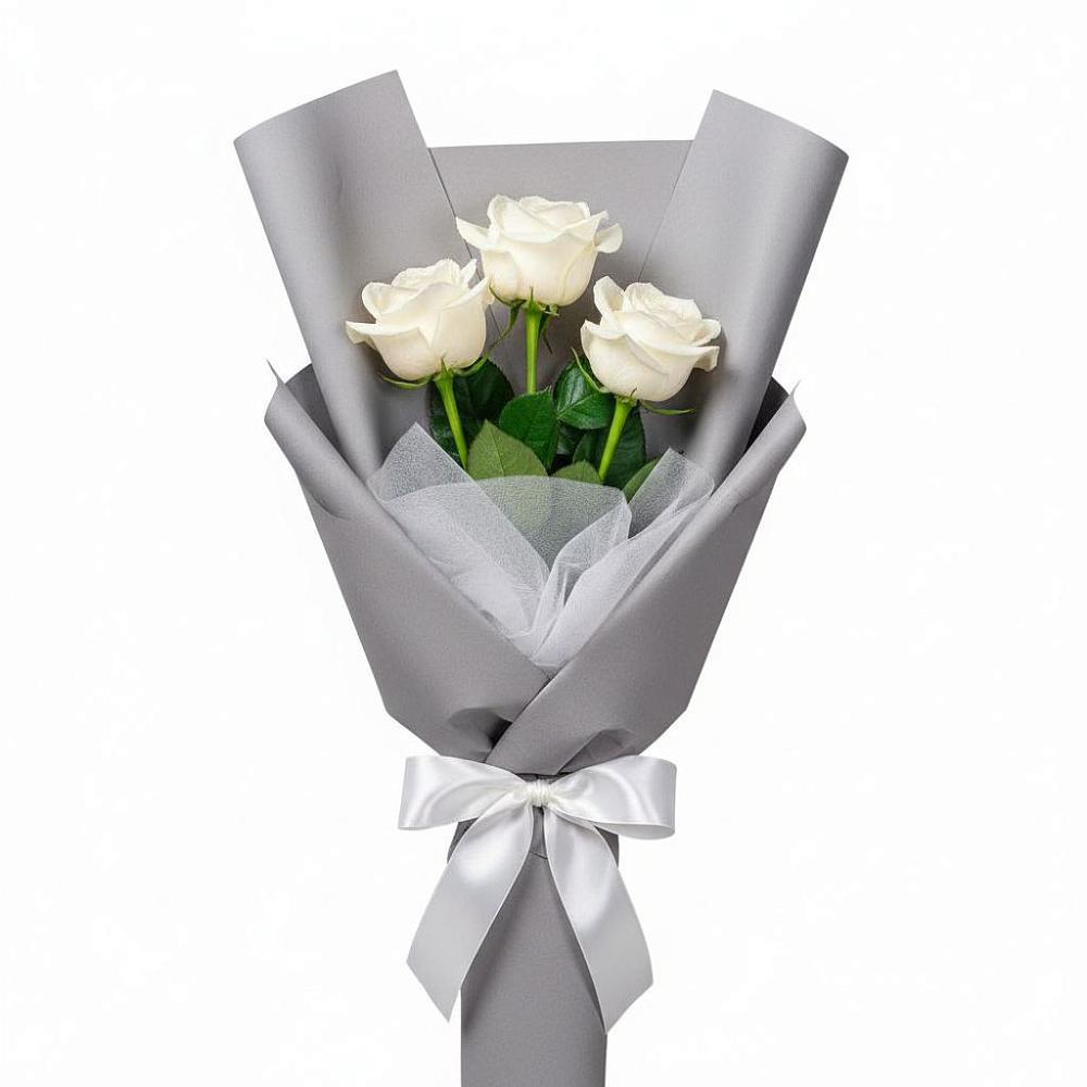 Букет 3 белые розы в Камских Полянах