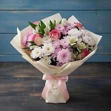 Букет цветов из:  Хризантемы, Альстромерии и Розы в Камских Полянах