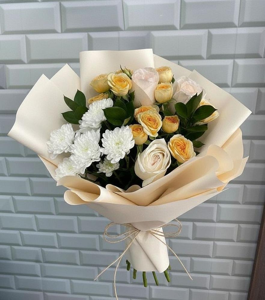 Букет цветов из: Розы и Хризантемы в Камских Полянах