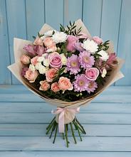 Букет цветов из:  Хризантемы, Розы и Альстромерии #REPLACE_PRED# Камских Полянах