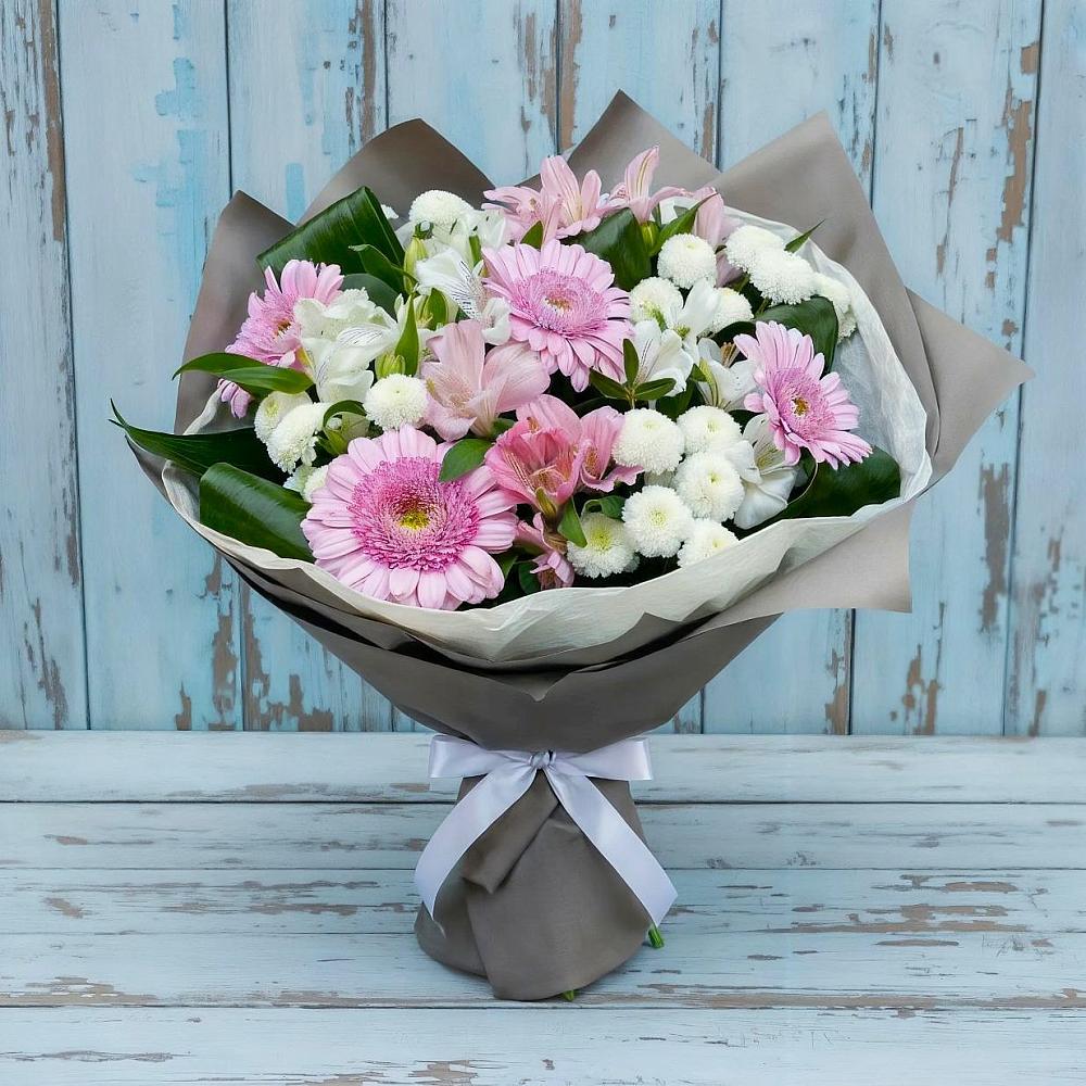 Букет цветов из: Герберы, Альстромерии и Хризантемы в Камских Полянах