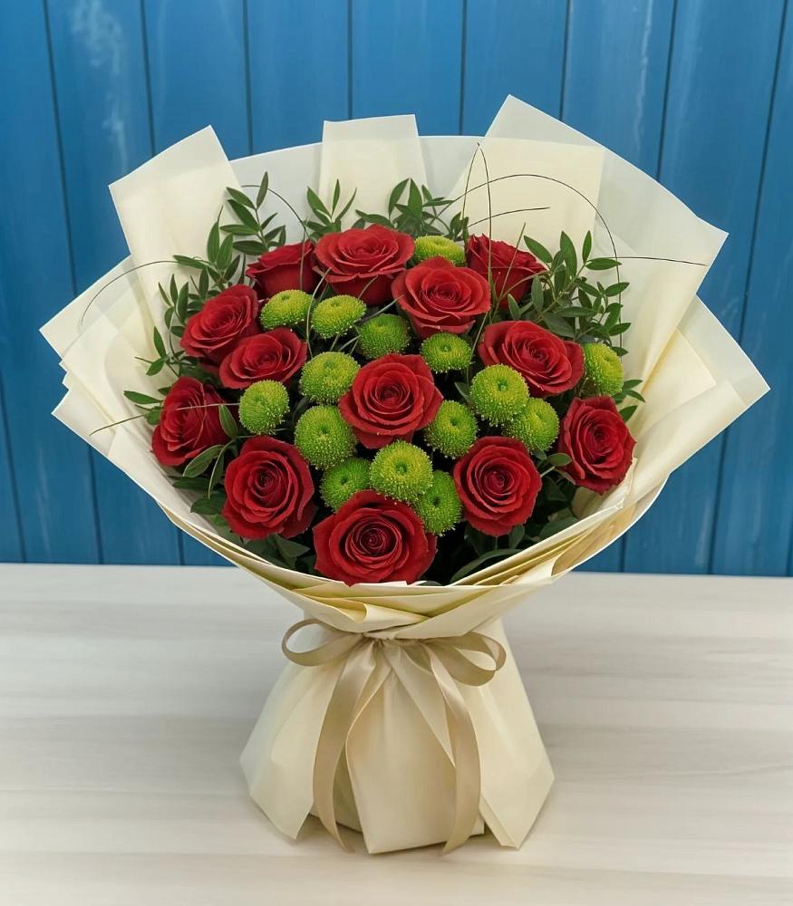 Букет цветов из: Розы и Хризантемы в Камских Полянах