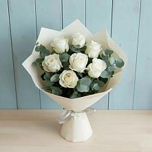 Букет Белые розы в Эвкалипте #REPLACE_PRED# Камских Полянах