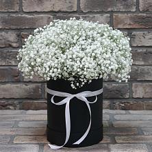 Цветочная композиция из Гипсофила в шляпной коробке в Камских Полянах